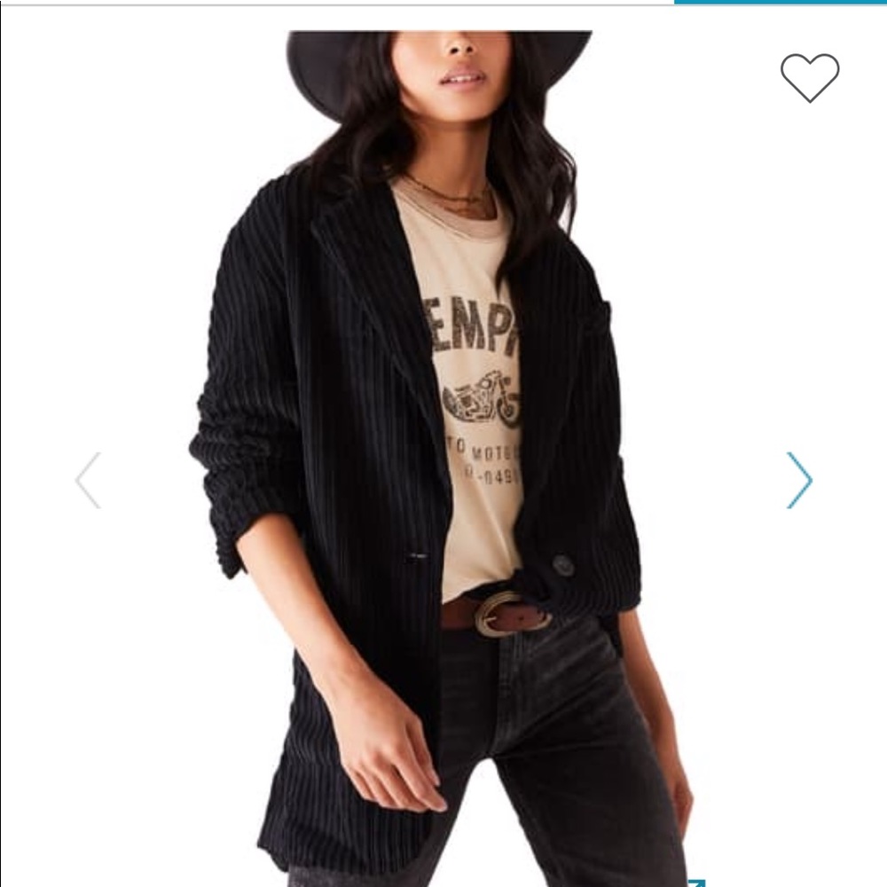NWT Free People oversized black cord blazer.